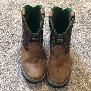 John Deere Kids Green Camo Cowboy Boots
